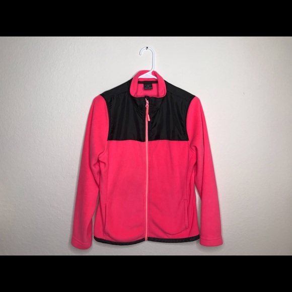 Bright pink and black soft jacket with pockets - Picture 2 of 5